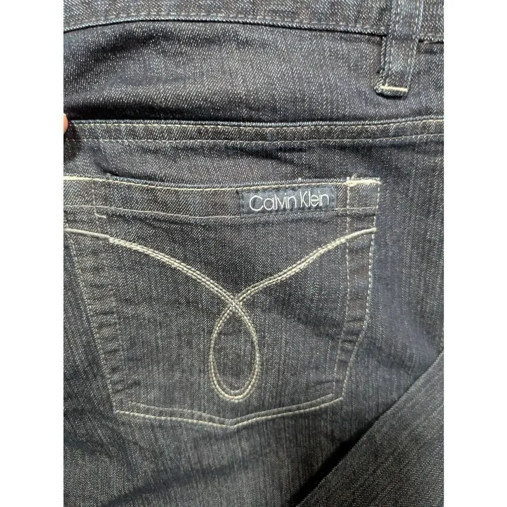NWT CALVIN KLEIN DARK RINSE REGUALR FIT FLARE LEG PREMIUM WOMEN JEANS 14/32